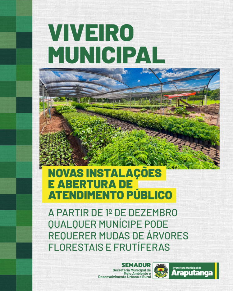VIVEIRO MUNICIPAL | Novas instalações e Doações de Mudas